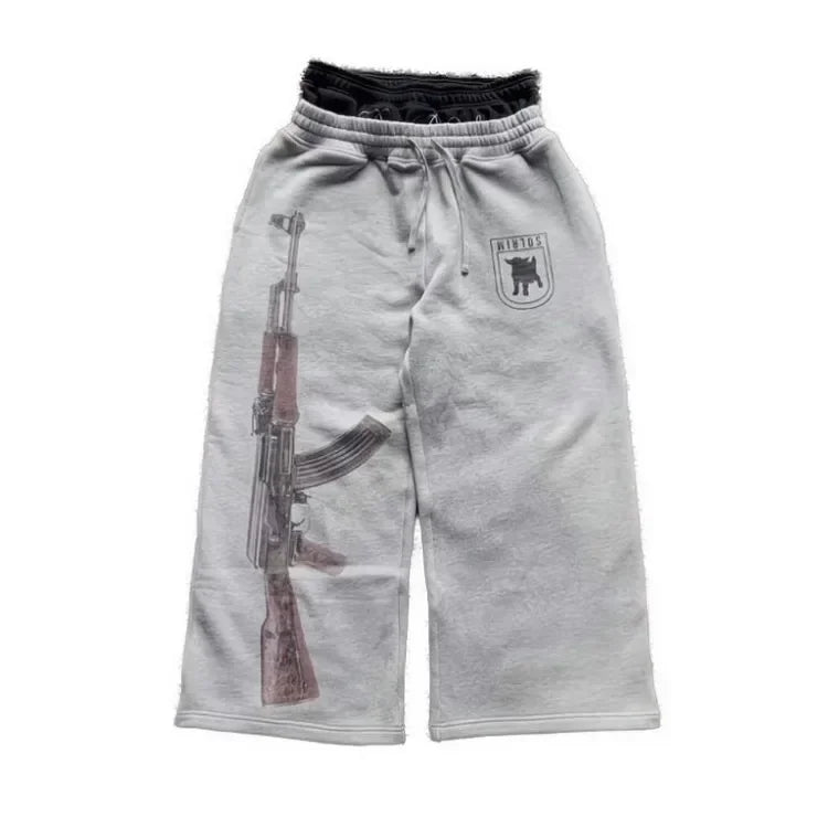 Embroidered double waist Sweatpants