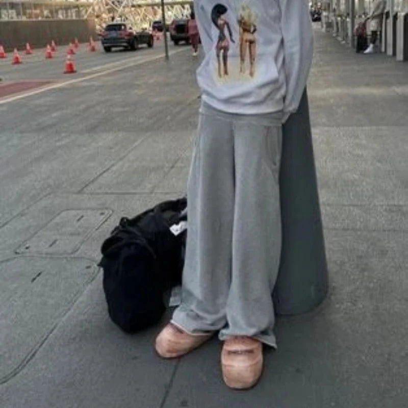 Baggy Women Gray Sweatpants Oversized