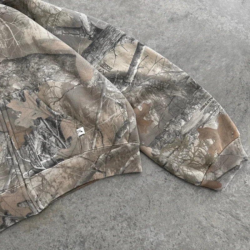 Oversized Unisex Camouflage Pattern zipper Hoodie