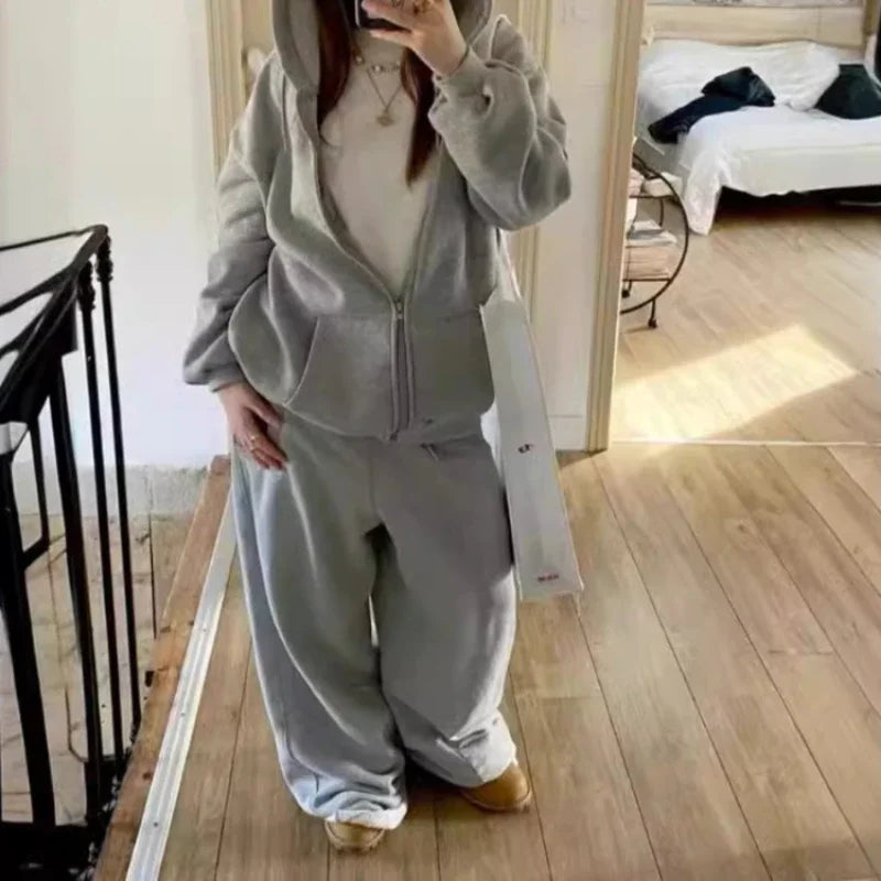 Baggy Women Gray Sweatpants Oversized
