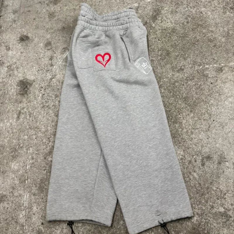 Double Waist Embroidered Loose Sweatpants