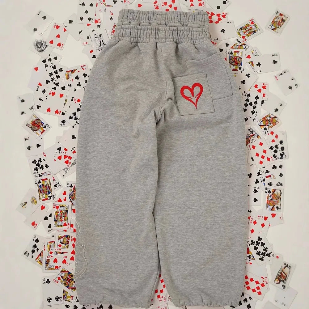 Double Waist Embroidered Loose Sweatpants