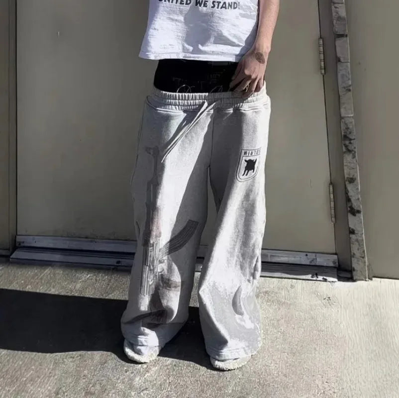 Embroidered double waist Sweatpants