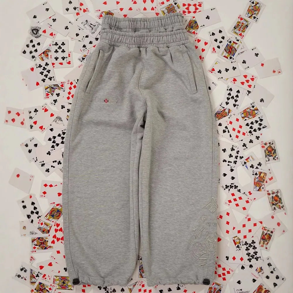 Double Waist Embroidered Loose Sweatpants