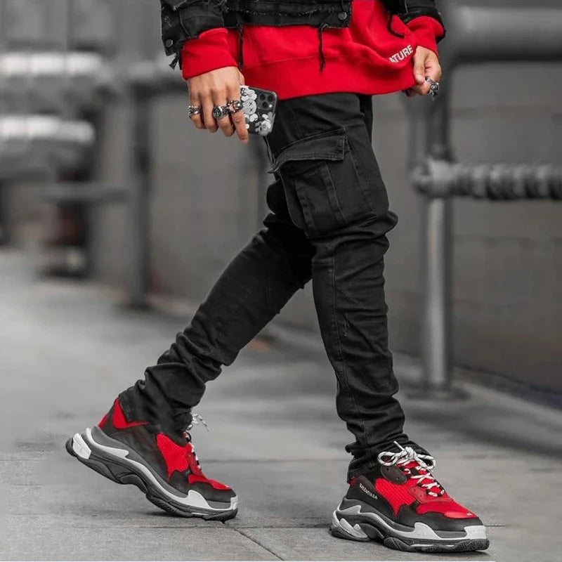 Men Denim Cargo Jeans