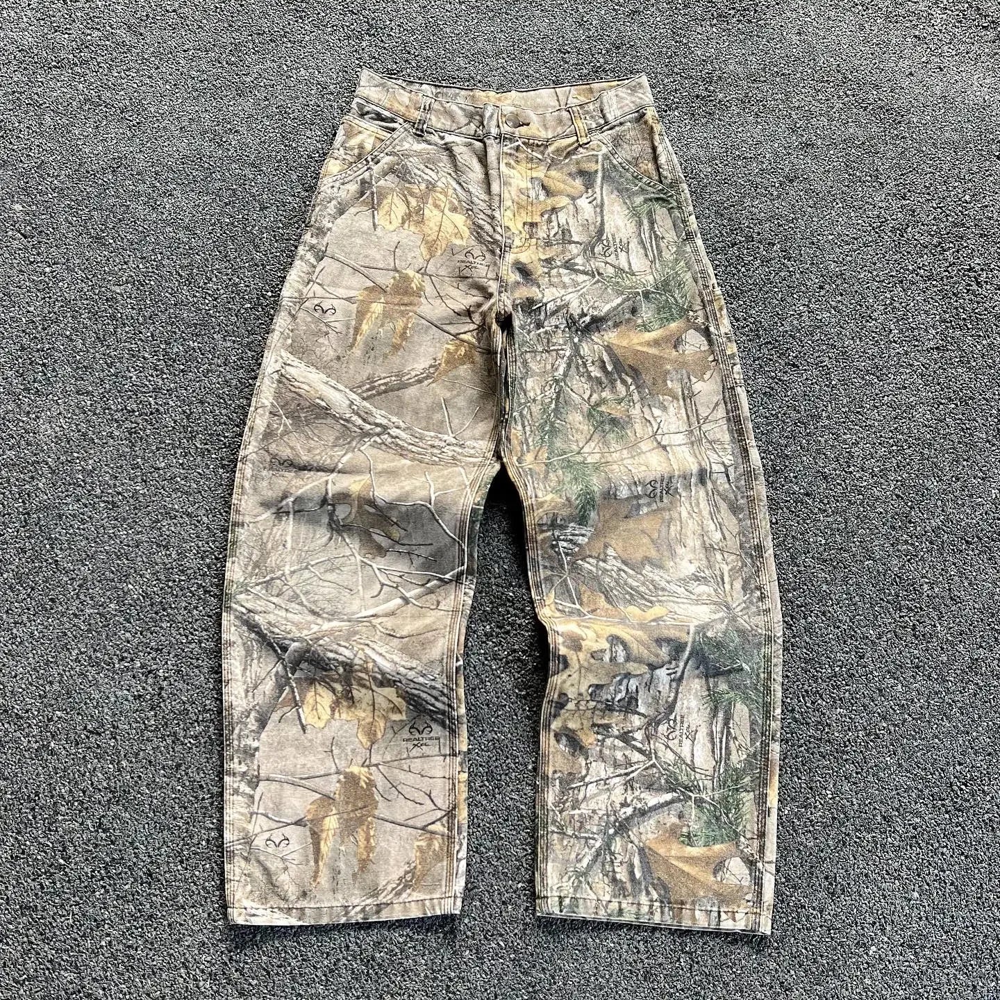 Mens Vintage Oversized Leaf Print Baggy Wide Loose Pants