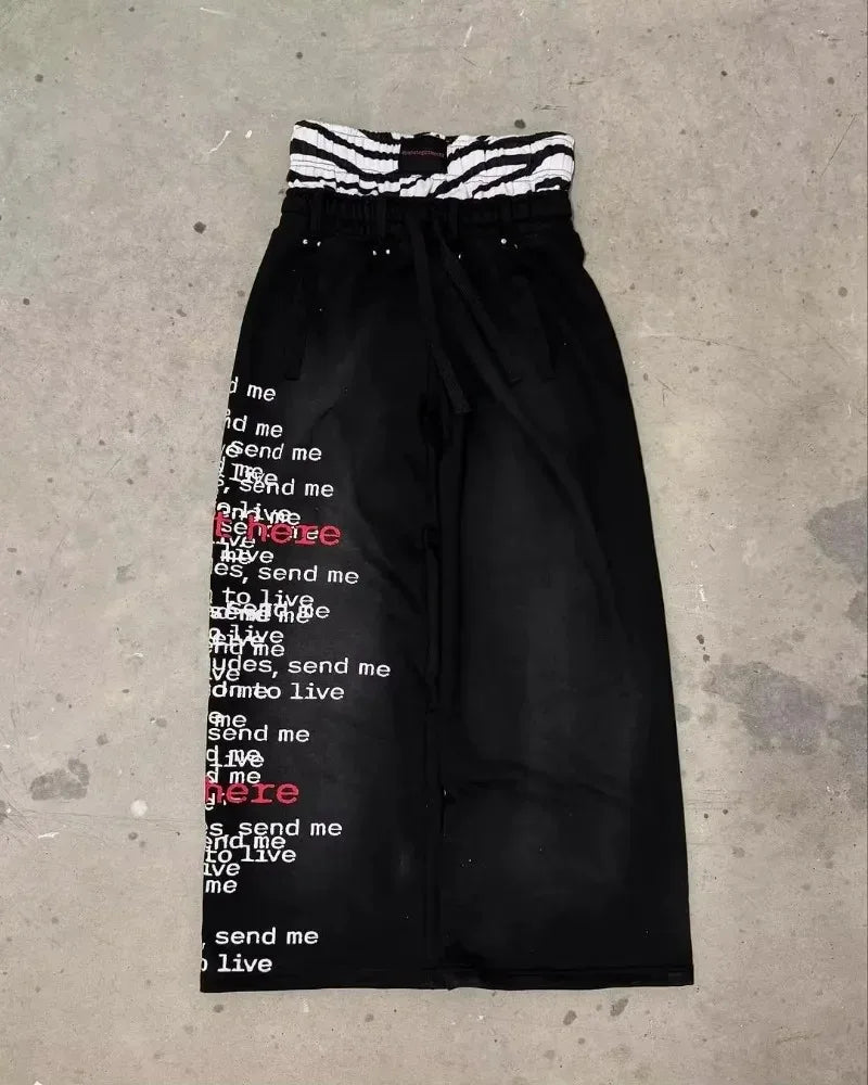 Embroidered double waist Sweatpants