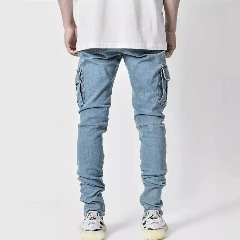 Men Denim Cargo Jeans