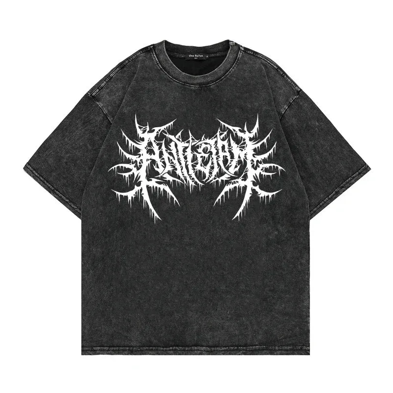 Unisex Oversized Washed Punk T-Shirt