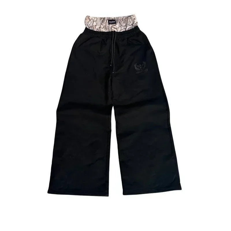 Embroidered double waist Sweatpants