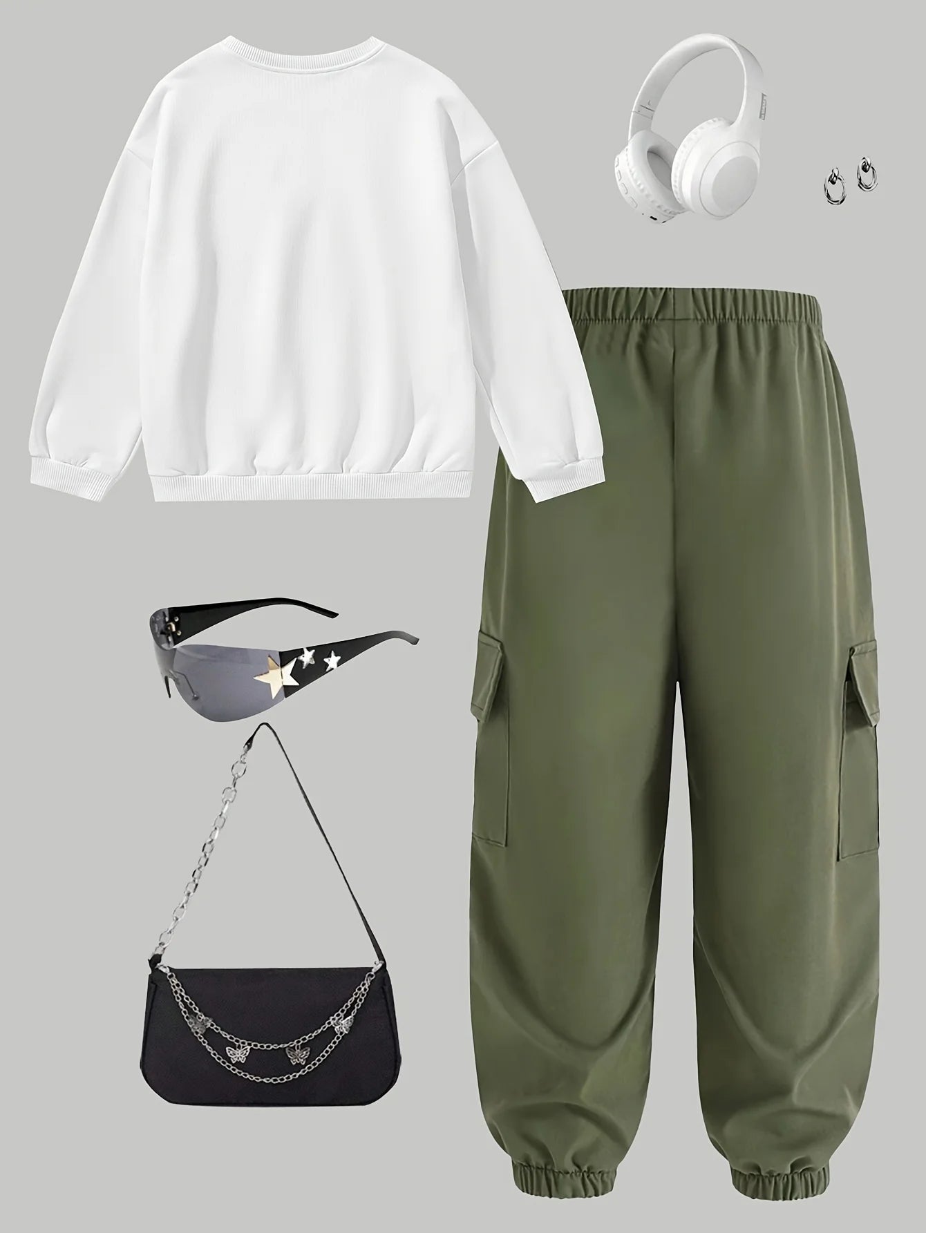 Kids Clothes Girls Letter Print Casual Sweatshirt&Cargo Pants Set