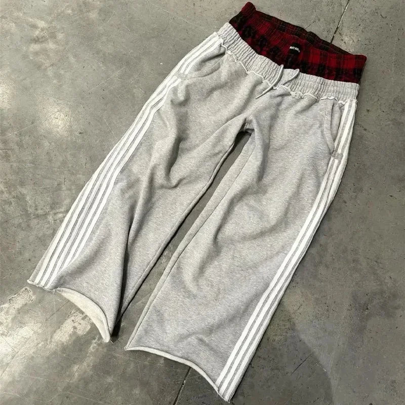 Embroidered double waist Sweatpants