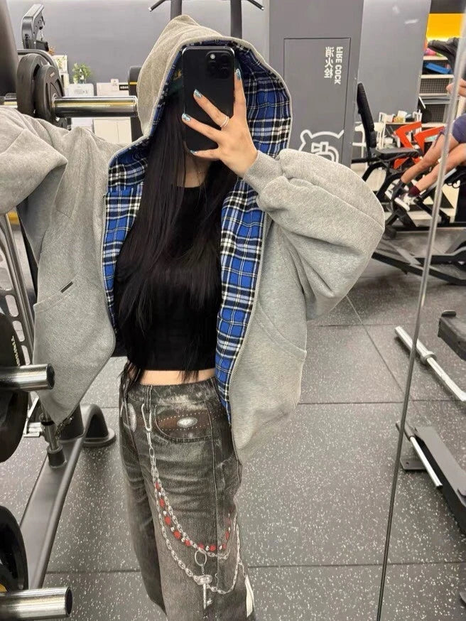 Oversized Reversible Grey Hoodies