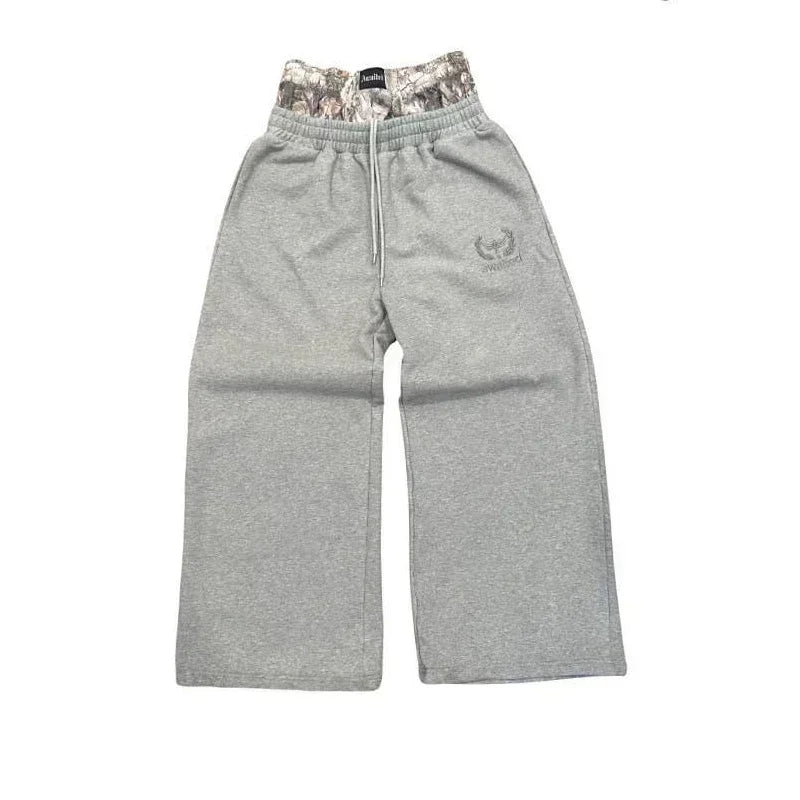 Embroidered double waist Sweatpants