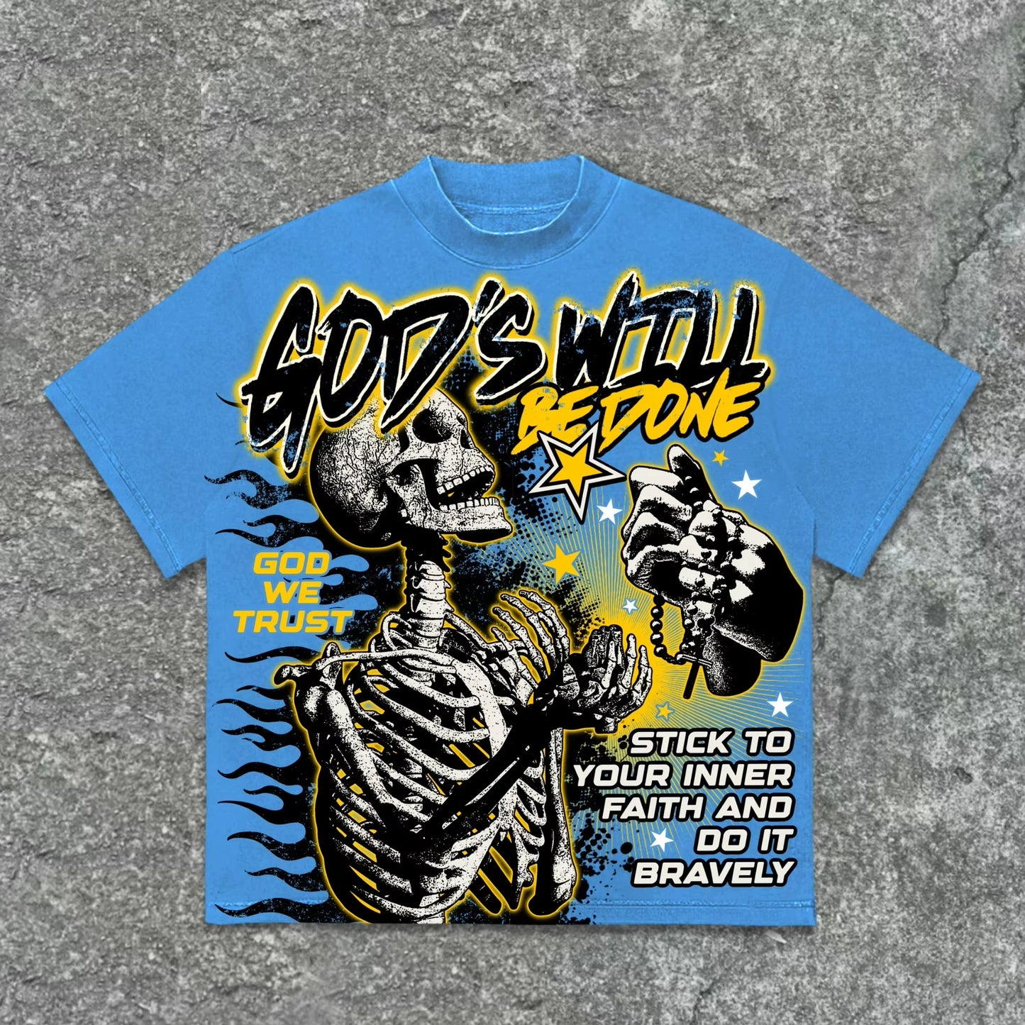 Unisex God's Will Skull Retro Pattern 3D Print Graphic T-shirt