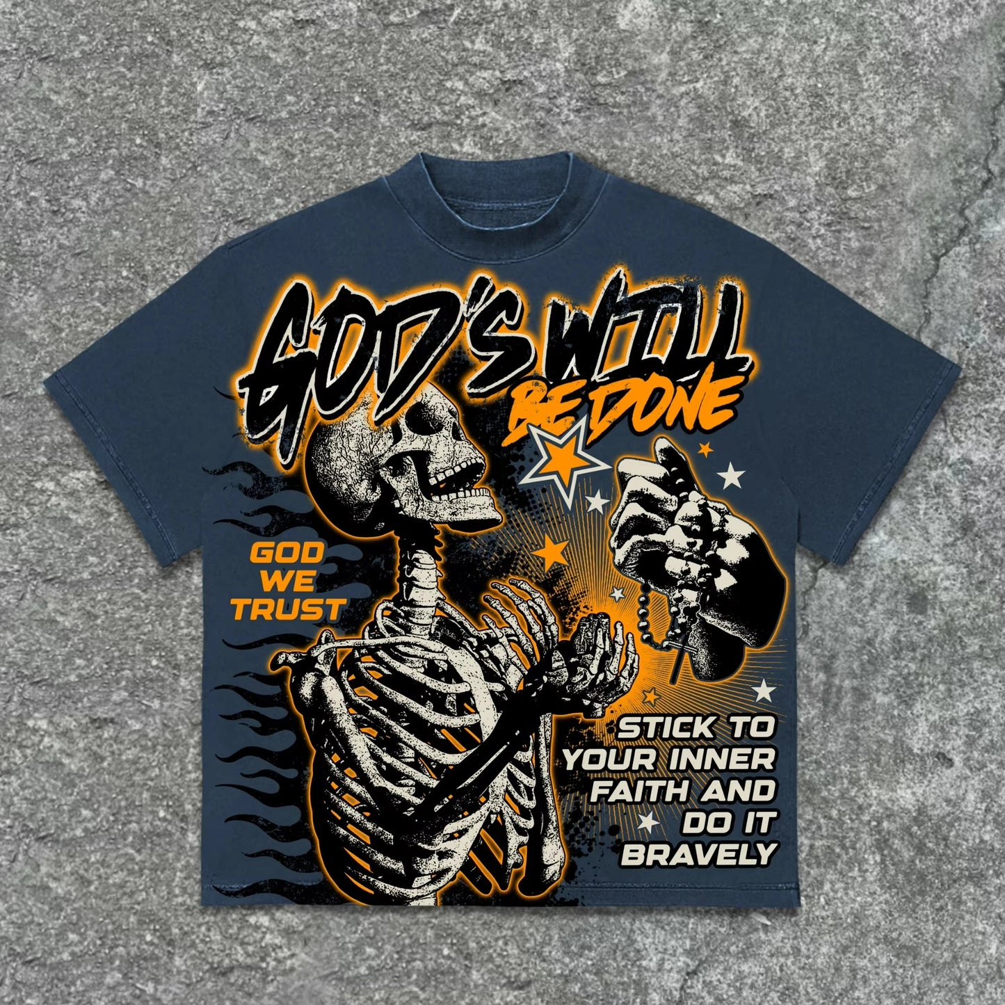 Unisex God's Will Skull Retro Pattern 3D Print Graphic T-shirt