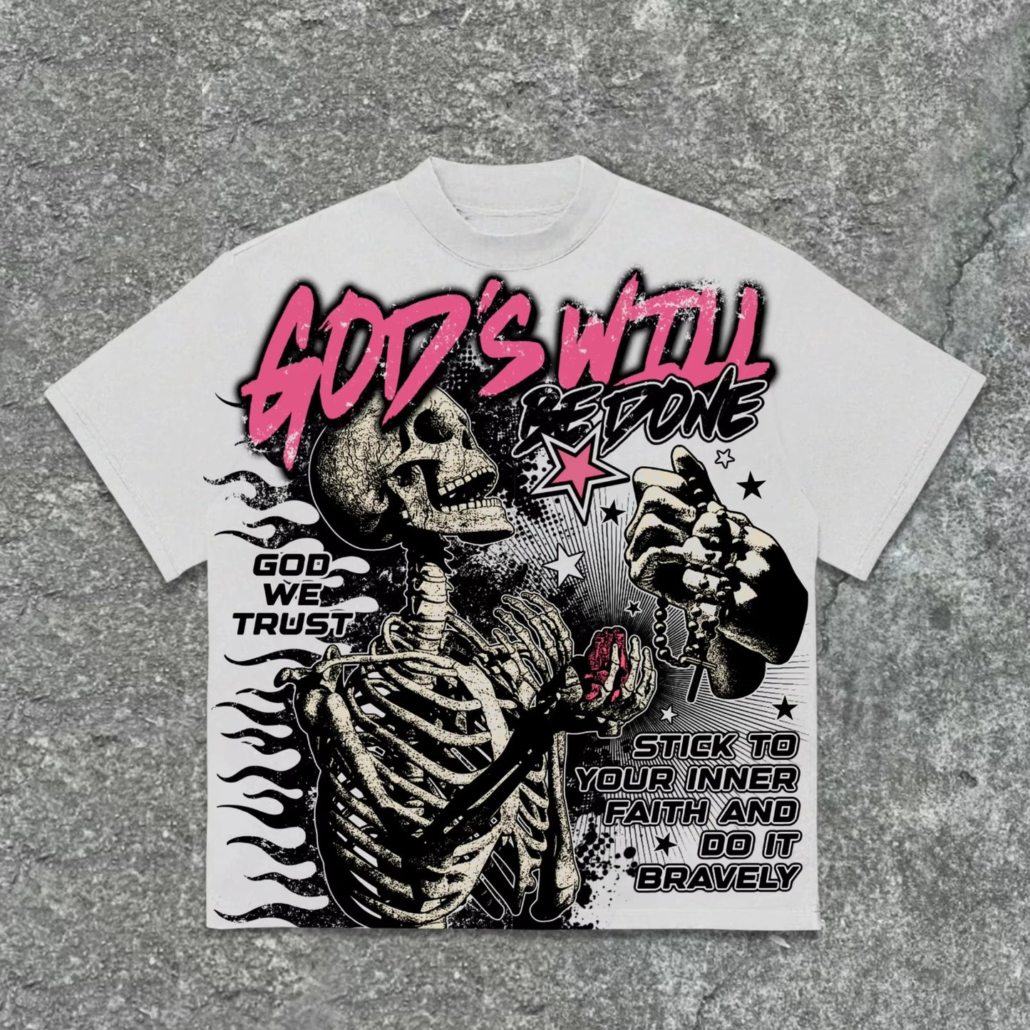 Unisex God's Will Skull Retro Pattern 3D Print Graphic T-shirt