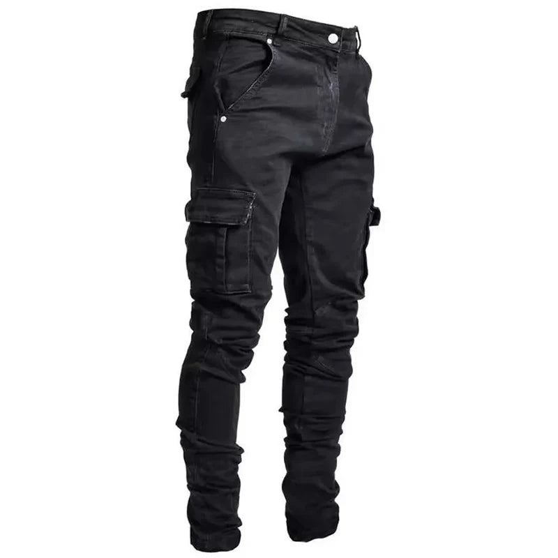 Men Denim Cargo Jeans