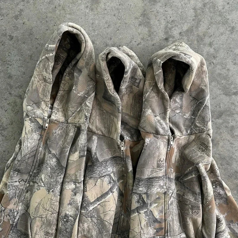 Oversized Unisex Camouflage Pattern zipper Hoodie