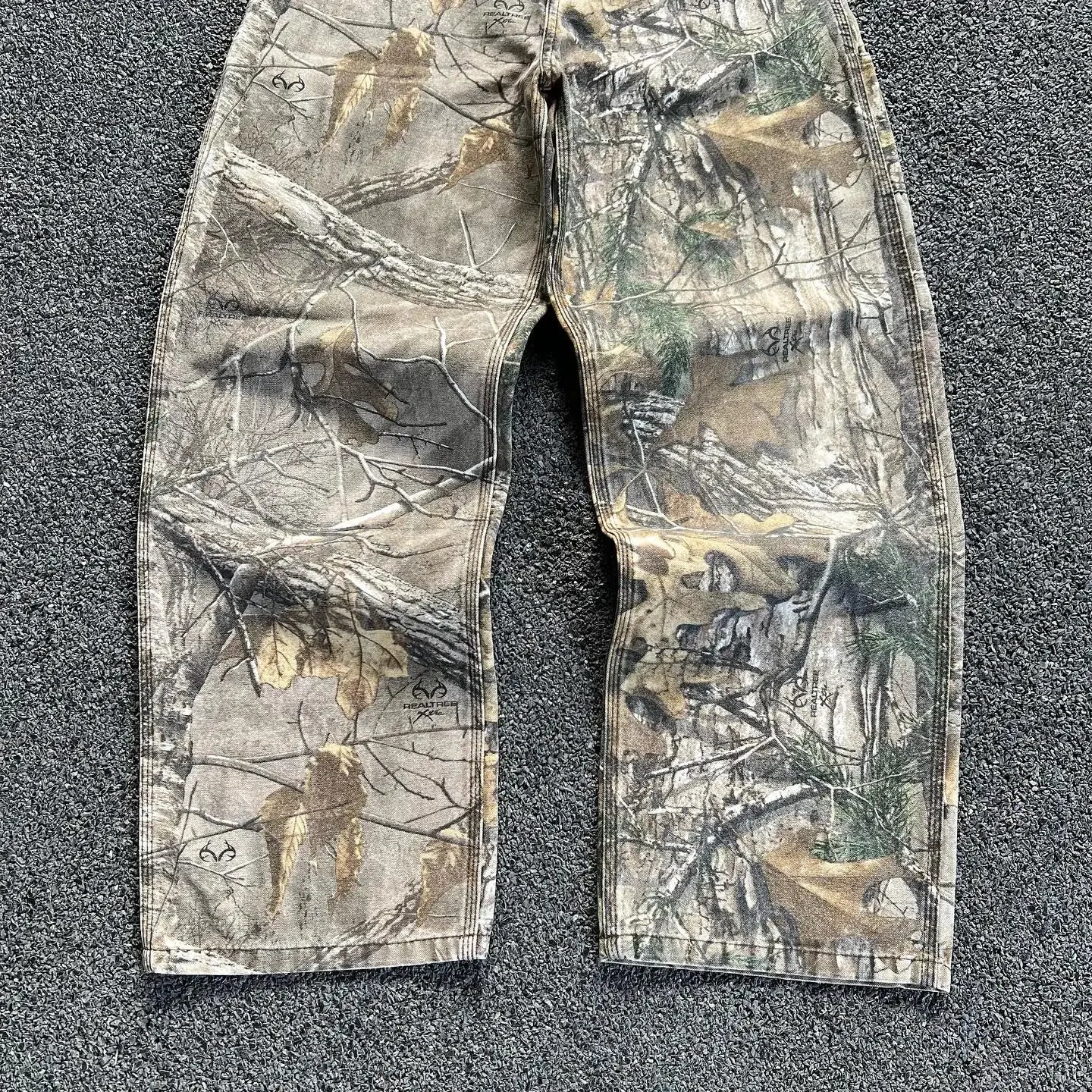 Mens Vintage Oversized Leaf Print Baggy Wide Loose Pants