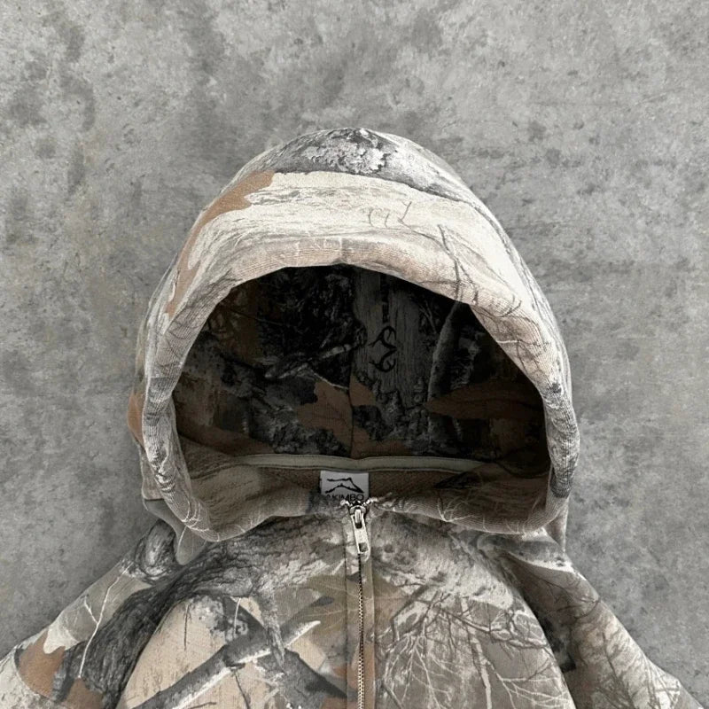 Oversized Unisex Camouflage Pattern zipper Hoodie