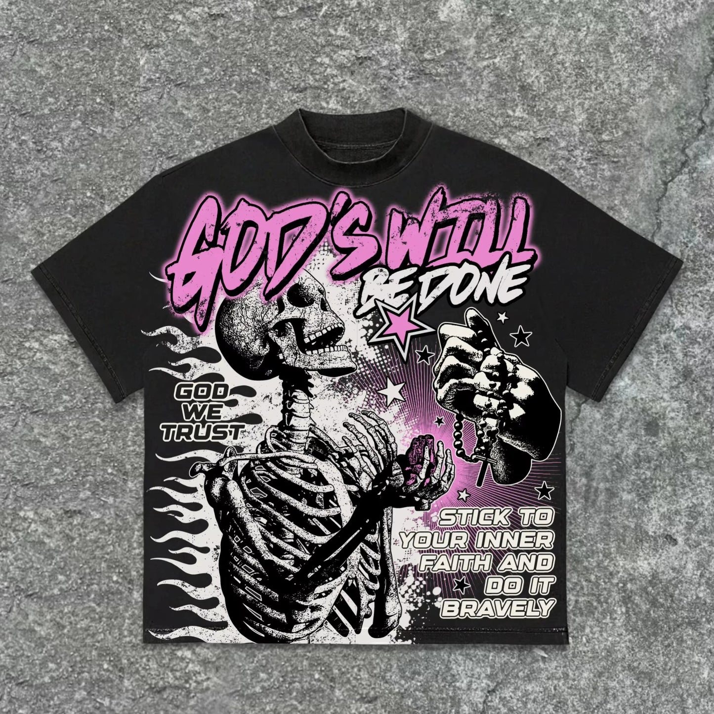 Unisex God's Will Skull Retro Pattern 3D Print Graphic T-shirt