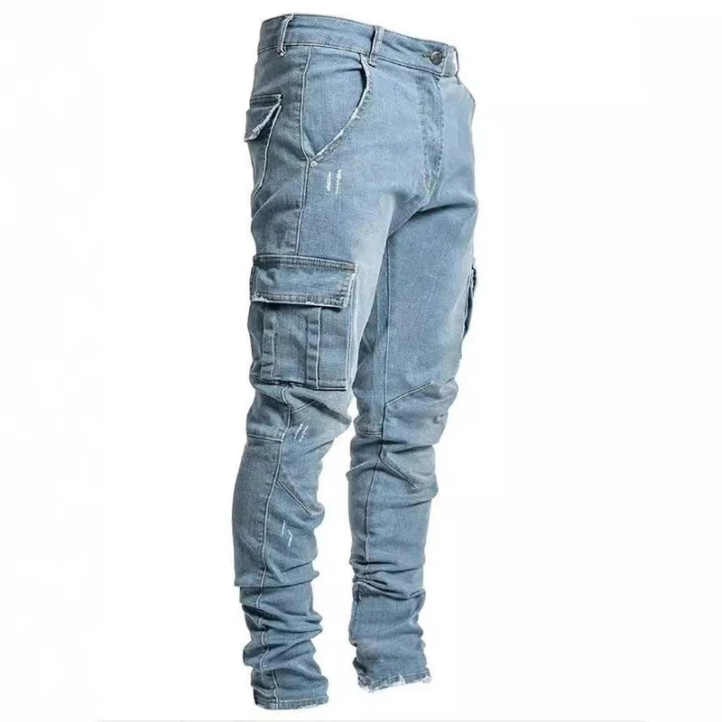 Men Denim Cargo Jeans
