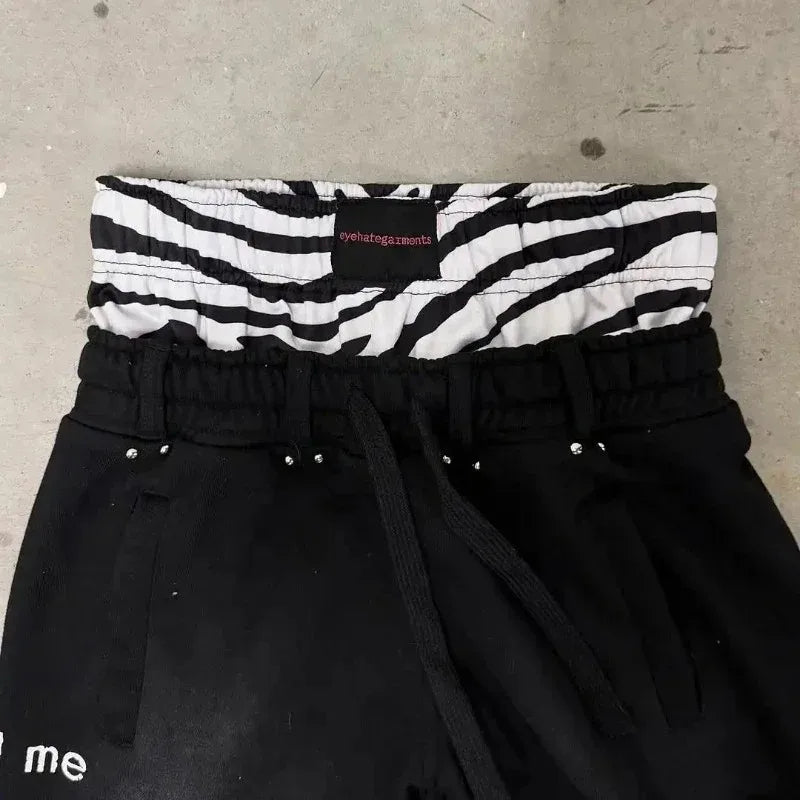 Embroidered double waist Sweatpants