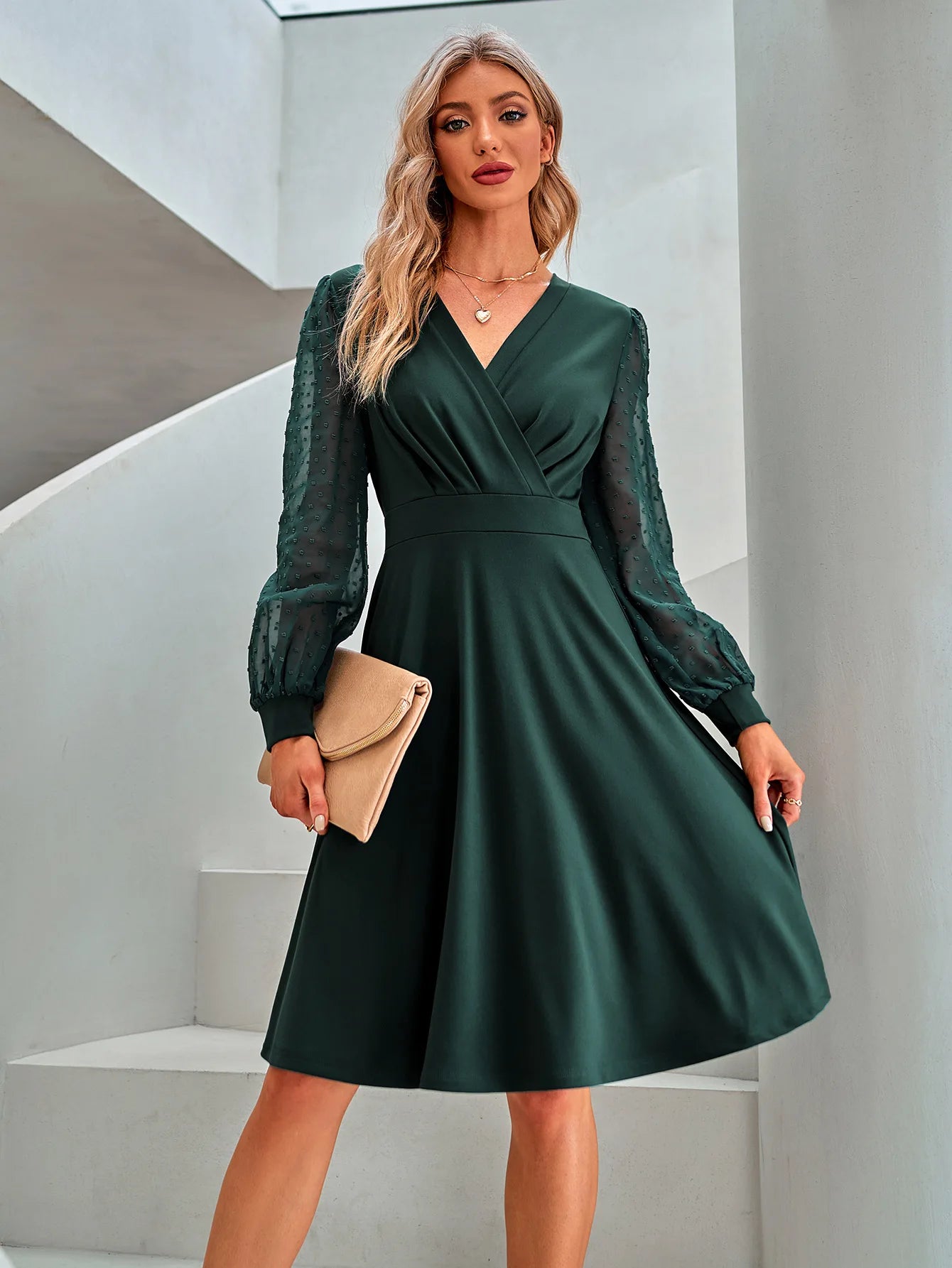 Women's m V-neck Jacquard Dress Vestidos De Fiesta