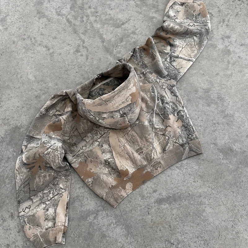 Oversized Unisex Camouflage Pattern zipper Hoodie