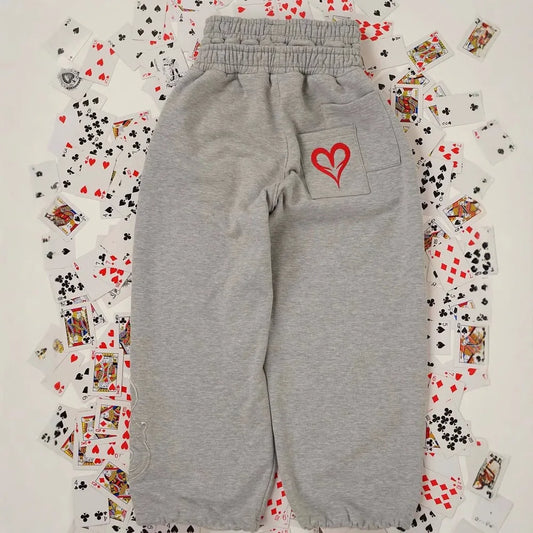 Double Waist Embroidered Loose Sweatpants