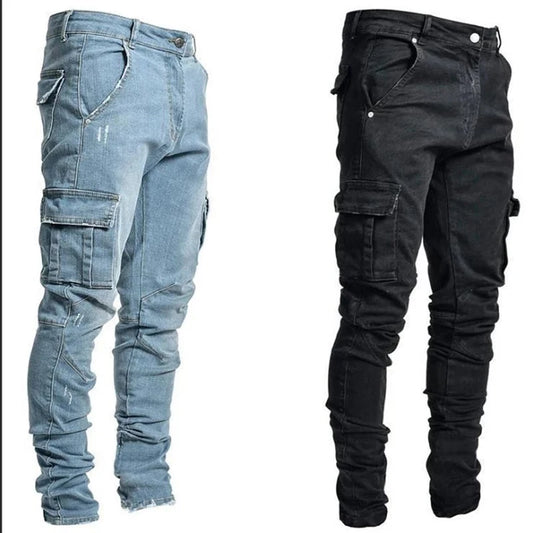 Men Denim Cargo Jeans