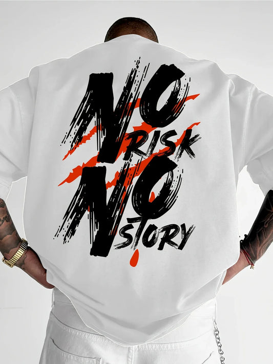 Men's Streetwear Pattern T-shirt - Bold Letter Printed Loose Casual T-shirt, Vibrant Summer Short sleeved Pure Cotton T-shirt St