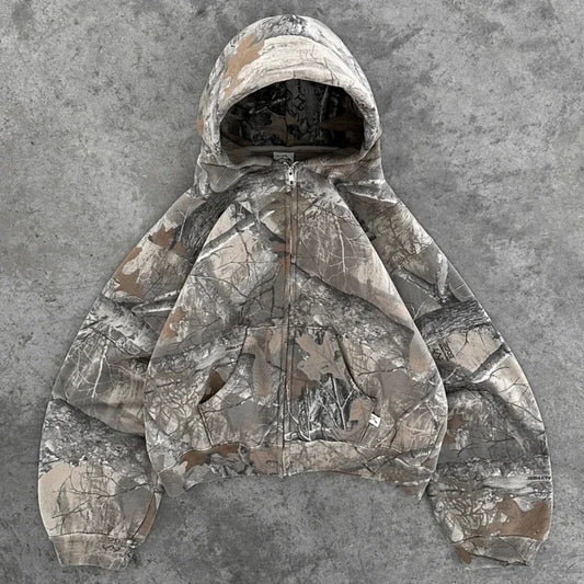 Oversized Unisex Camouflage Pattern zipper Hoodie