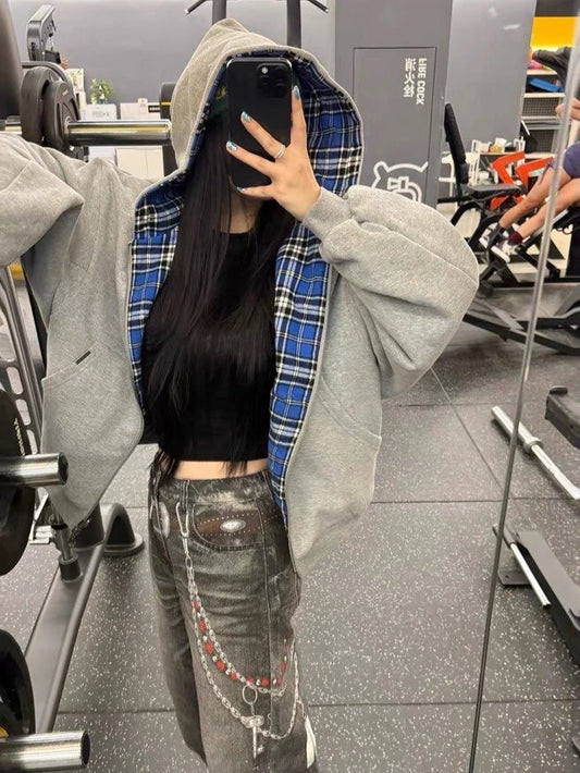 Oversized Reversible Grey Hoodies