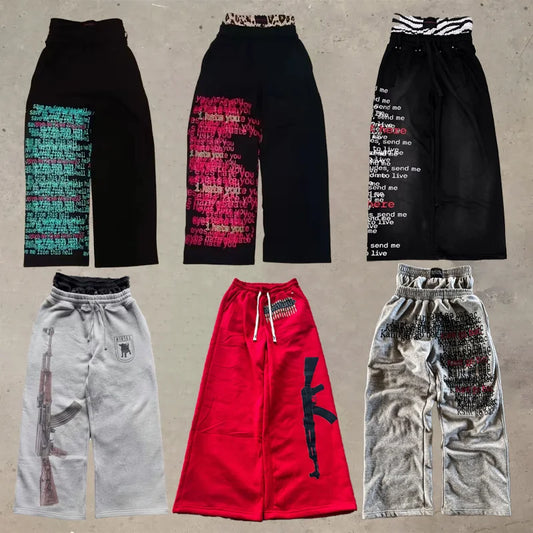 Embroidered double waist Sweatpants