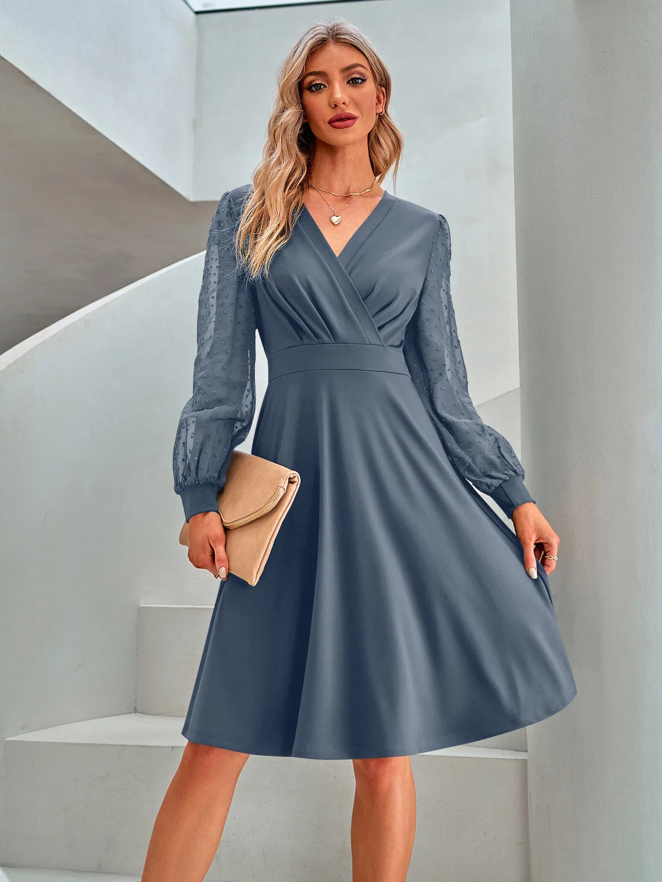 Women's m V-neck Jacquard Dress Vestidos De Fiesta